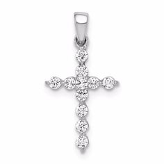 14k Lab Grown Diamond Si1/Si2, G H I, Cross Pendant Metal: 14k White Gold Diamond Weight: 0.248 Ct 18.5 Mm X 9 Mm Silver Cross Jewelry, Diamond Cross Pendants, Diamond Cross, Cross Jewelry, Silver Cross, G H, White Gold Diamonds, Cross Pendant, Lab Grown