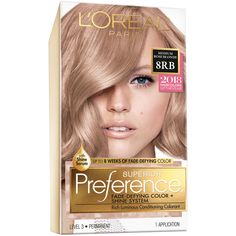 L'Oreal Paris Superior Preference Fade Defying Color + Shine System Medium Rose Blonde 8RB Rose Blonde Hair, Blond Rose, Rose Blonde, Blond Balayage, Brunette Balayage Hair, Trendy Hair Color, Balayage Brunette, Rose Gold Hair