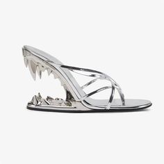 Fits true to size, take your normal size Heel size 3.5 inches Tiger Teeth, Misaligned Teeth, Tiger Tooth, Silver High Heels, Block Sandals, Love And Co, Bow Sandals, Strap Wedge, High Heel Wedges