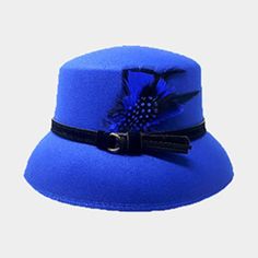 Etails Crown Circumference: 23" Crown Height : 3.5" Brim Height : 2.8" Material : 65% Cotton, 35% Polyester Blue Short Brim Felt Hat For Fall, Blue Felt Hat With Flat Brim For Spring, Blue Spring Felt Hat With Curved Brim, Blue Flat Brim Felt Hat For Spring, Blue Flat Brim Fedora For Winter, Blue Mini Hat For Beach, Blue Fedora With Short Brim For Fall, Blue Short Brim Fedora For Fall, Blue Wide Brim Felt Hat For Fall