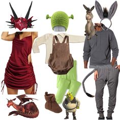 several different costumes are arranged in the shape of animals