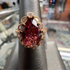 14k Rose Gold Diamond & Pink Turmaline Ring. 2.12 Carats. 5.1 Grams. Size 7. Pt2876 Ring Color, Rose Gold Diamonds, Girls Best Friend, Womens Jewelry Rings, Gold Diamond, Size 7, Women Jewelry, Rose Gold, Wedding Dress