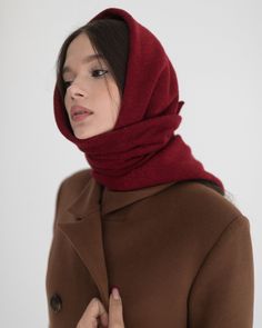 Wool head scarf for women has two layers of fabric, so it's warm and safe you from the cold winter wind.👌 This scarf looks elegant and fits perfect with a coat or a jacket. SIZE: One universal size fits all. length - 40 in. (100 cm) width - 15 in. (38 cm) SEND AS GIFT: ❤️ If you need gift box, congratulatory message and express shipping, you can choose it all during checkout the order in the cart. (You can type the words, what you want). EXPRESS SHIPPING: USA - FedEx shipping available within 2 Headscarf Outfit Winter, Winter Scarf On Head, Scarf Over Head Winter, Head Scarf Winter, Winter Head Scarf, Wool Scarf Outfit, Dnd Fashion, Head Scarf Outfit, Scarf Aesthetic