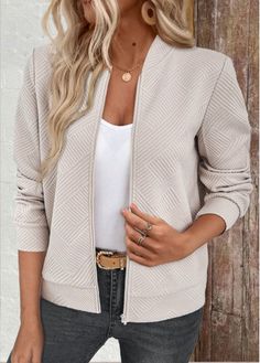 Color:Beige;Size:S;Size:M;Size:L;Size:XL;Size:XXL;Package Contents:1 X Jacket;Occasion:Other;Style:Casual; Geometric Knit, Womens Jackets Casual, Khaki Jacket, Traje Casual, Casual Outerwear, 60 Fashion, Casual Vest, Jacquard Knit, Cardigan Fashion