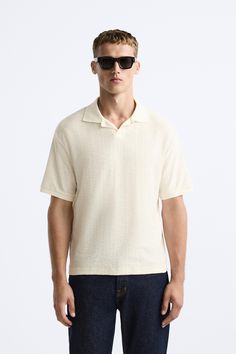 VERTICAL TEXTURED POLO Textured Polo, Beauty Sale, Lapel Collar, United Kingdom, Polo Shirt, Short Sleeves, Zara, Trim, Collar