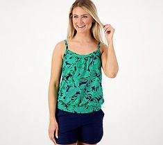 Confidence looks sooo good on you! Hit the beach or park yourself poolside wearing this blouson tankini top that features a comfy fit that won't squish. From Lands' End.  Original item is A568255. This product may be a customer return, vendor sample, or on-air display and is not in its originally manufactured condition. It may not be new. In some instances, these items are repackaged by QVC. Blouson Tankini, 2 Piece Swimsuits, Tankini Top, Swimwear Fashion, Comfy Fits, Lands End, Tankini, The Beach, Confidence