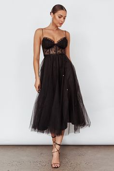 Trophy Lace Bodice Mesh Midi Dress Black Black Tulle Midi Dress, Birthday Soiree, 2025 Wedding, Mesh Midi Dress, Satin Clutch, Purple Bridesmaids, Yellow Bridesmaids, Veil Hairstyles, Fashion Goals