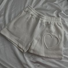 - New With Tags - Super Cute And Comfy Cute White Short Length Shorts, Cute White Bottoms With Pockets, Trendy Heart Print Summer Bottoms, Trendy Heart Print Bottoms For Summer, Trendy Summer Bottoms With Heart Print, Trendy Bottoms With Heart Print For Summer, Cute White Short Bottoms, White Heart Print Bottoms For Summer, Cute Summer Bottoms With Heart Print