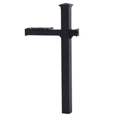 a black metal cross on a white background