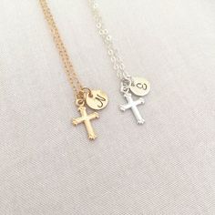 Hand Stamped Cross Necklace, Baby Christening Necklace, Personalized Baptism Necklace, First Communion Gift, Baby Boy Necklace, Simple CrossAvailable in Sterling Silver and 14K Gold FilledSpecification. All component is Sterling Silver or 14K Gold Filled. Disc size 7mm. Cross size 8.5 x 11mm. Comes in a satin pouch. Length includes jump ring and claspPLEASE leave instruction of initial in the note box at checkout.ie. NIMPORTANT:Usually jewellery in the pictures looks bigger than in reality.Pleas Personalized White Cross Necklace, Dainty White Necklace For First Communion, White Necklace For First Communion And Mother's Day, Dainty White Jewelry For Baptism, Personalized White Cross Pendant Necklaces, Personalized White Cross Pendant Necklace, White Personalized Cross Pendant Necklace, Personalized Dainty Cross Necklace, Personalized Spiritual Cross Charm Necklace