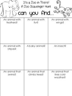 an animal worksheet with animals and words