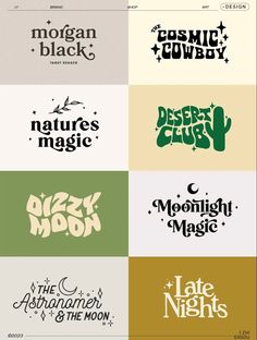 six different font styles for logos