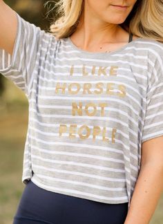 I Like Horses - Flowy Crop Tee Cute Equestrian Outfits, Crop Tee