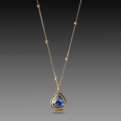 Gemstone Necklaces – Ananda Khalsa Necklace With Diamonds, Gold Dot, Gemstone Necklaces, Gold Dots, Teardrop Necklace, Sapphire Necklace, Blue Rose, 22k Gold, Rose Cut