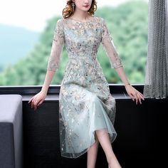 This Dress is fashionable for every occasion. the dress is made-to-order by professional tailors. You can choose from 50 colors, Regular sizes 2 to 16 and plus sizes 14w to 26W. Custom size is also available.. The product details: Age: Ages 35-45 Years Old, Closure Type: zipper, Decoration: zipper, Dresses Length: Knee-Length, Elasticity: Slight Strech, Fabric Type: Lace, Fit Type: Regulai Fit, Gender: Women, Material: Polyester,Lace, Material Composition: Synthetic fiber, Neckline: O-Neck, Patt Blue Floral Embroidered Dress For Banquet, Blue Floral Embroidery Dress For Banquet, Light Blue Midi Dress With Floral Embroidery, Spring Embroidered Mother Of The Bride Dress, Embroidered Mother Of The Bride Dress For Spring, Spring Floral Embroidery Mother Of The Bride Dress, Elegant Blue Midi Length Embroidered Dress, Blue Knee-length Dress For Mother Of The Bride, Organza Long Dress