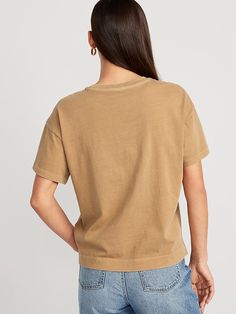 Vintage Crew-Neck T-Shirt for Women | Old Navy Oversized Cropped Crew Neck T-shirt For Everyday, Casual Boxy Fit Cropped T-shirt With Short Sleeves, Trendy Everyday Crew Neck Short Sleeve Top, Trendy Crew Neck Short Sleeve Top For Everyday, Casual Boxy Fit T-shirt For Everyday, Casual Cropped T-shirt With Crew Neck, Casual Short Sleeve Top With Ribbed Neckline, Soft-washed Cropped T-shirt With Short Sleeves, Casual Everyday Tops With Ribbed Neckline