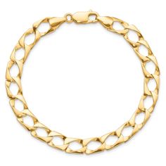 10K YELLOW GOLD SATIN CURB LINK BRACELET