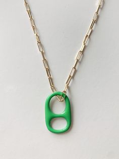 Neon Soda Cap Pendant Necklace Green Link Chain Necklace Gift, Green Link Chain Necklace For Gifts, Green Link Chain Necklace As Gift, Green Chain Necklace With Adjustable Chain, Everyday Green Adjustable Chain Necklace, Everyday Green Chain Jewelry, Everyday Green Jewelry With Chain, Everyday Green Chain Necklace, Green Necklace