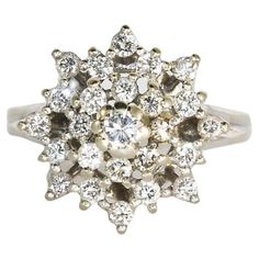 14k White Gold Ladies Vintage Diamond Cluster Ring 0.50cts Size 7 5.3 grams total weight Excellent condition! Vintage Cluster Ring, Diamond Cluster Ring, Diamond Cluster, Vintage Diamond, Cluster Ring, Diamond White, Jewelry Rings, White Gold, Size 7