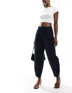 ASOS DESIGN button hem barrel pants in navy | ASOS Chic Straight Leg Bottoms With Button Zip Fly, Cropped Leg Pants With Button Zip Fly For Workwear, Cropped Leg Workwear Pants With Button Zip Fly, Cropped Work Pants With Button Zip Fly, Dark Wash Bottoms With Tapered Leg And Button Closure, Dark Wash Tapered Leg Bottoms With Button Closure, Chic Dark Wash Pants For Work, Workwear Cropped Jeans With Tapered Leg In Dark Wash, Dark Wash Tapered Leg Cropped Jeans For Work