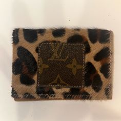 Cheetah Print With Authentic Louis Vuitton Patch Wallet.. Brand New Brown Luxury Coin Purse With Card Slots, Luxury Brown Coin Purse With Card Slots, Trendy Brown Bifold Coin Purse, Trendy Brown Rectangular Coin Purse, Designer Brown Card Holder For Everyday, Designer Brown Bifold Card Holder, Luxury Brown Bifold Coin Purse, Trendy Brown Wallet With Card Slots, Luxury Brown Trifold Rectangular Wallet