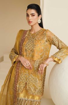 Anarkali Suits With Dupatta For Eid, Unstitched Bollywood Suits With Dupatta, Festive Bollywood Suit With Dupatta, Traditional Festive Georgette Suits, Gold Sharara With Resham Embroidery For Eid, Festive Suits With Dupatta For Eid, Eid Semi-stitched Embroidered Suit, Festive Semi-stitched Georgette Suits, Gold Unstitched Sharara For Transitional Season