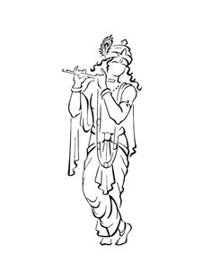 a drawing of a man with a flute in his hand and another person standing behind him