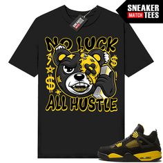 "Thunder 4s Jordan matching shirt by Sneaker Match Tees brand. Official Sneaker Match Tees shirt designed to match the Jordan 4 \"Thunder\" retro sneakers. *Sneakers are for matching purposes only, NOT included in the sale* True to size Men's shirt 100% Soft Cotton Regular Fit" Jordan 4 Thunder Outfit Men, 4s Jordans Outfit, Jordan 4 Thunder, 4s Jordans, Thunder Outfit, Thunder 4s, Sneaker Match Tees, Sneaker Tee, Matching Couple Shirts