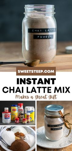 instant chai latte mix in a glass jar