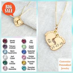 Personalized New Mom Baby Footprint Necklace,Baby Name Birthday Necklace,Birthstone Name Necklace,Baby Shower Gift,Mother's Day Gift #FootprintNecklace #PersonalizedPendant #BirthstoneNecklace #GrandmaBirthstone #CustomPendant #CustomNameNecklace #MothersDayGift #NameplateNecklace #NameJewelry #PersonalizedJewelry Mother's Day Birthstone Name Necklace, Mother's Day Gift Birthstone Name Necklace, Mother's Day Birthstone Necklace With Name On Round Pendant, Mother's Day Birthstone Nameplate Charm Necklace, Personalized Birthstone Name Necklace For Mother's Day, December Jewelry, Wedding Cufflinks Groom, Boys Necklace, Monogrammed Cufflinks