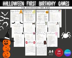 halloween first birthday games with pumpkins and bats