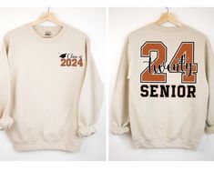 Class Of 2024 Sweatshirt, 24 Twenty Senior Sweatshirt, 2024 Senior Sweat, Graduate Sweat, Senior Sweat, Graduate Gift,High School Graduation Welcome to the different, crazy and colorful world of ORANGE WORLD :) PRODUCT DETAILS Collar, shoulders, armholes, cuffs and hem double-needle stitched  -  1 x 1 rib with spandex Features a crewneck -  Relaxed fit - Unisex -  50% cotton 50% polyester HOW TO ORDER 1- Please review all photos, 2- Choose your size and color from the drop-down menus, 3- Click t School Sweatshirts Designs, Senior Sweaters, Senior Sweatshirts, Senior Things, Senior Stuff, Senior Ideas, High School Graduation Gifts, School Sweatshirts, Colorful World