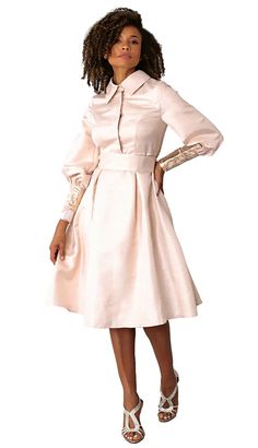 Chancele 9711 1 piece Collar Midi Dress Dress Length: 44 1/8” Colors: Peach Sizes: 8, 10, 12, 14, 16, 18, 20 Diva Den, Timeless Dress, Collar Dress, Wedding Styles, Dress Length, Diva, 1 Piece, Shirt Dress, Midi Dress