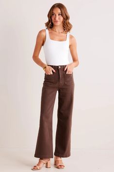 Kimberly Jeans- Chocolate Best Sellers, Wide Leg, High Rise