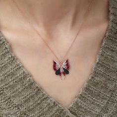 As a matter of fact, some Native American tribes believe that a red butterfly is a sign of a powerful spirit. On the other hand, a red butterfly was actually believed to be a disguised witch in ancient Scotland! Today we introduce you to five stunning red butterflies from around the world.• Finish: 925k Sterling Silver / Rose • It's dainty and can be worn every day • A special piece you'll treasure • High quality materials and attention to detail • Our jewelry is designed With ?️ In NY H O W ∙ T Luxury Ruby Jewelry Gift, Red Fine Jewelry As A Gift For Her, Garnet Black Jewelry For Gift, Fine Jewelry Ruby Gift, Red Clavicle Chain Jewelry For Valentine's Day, Red Pendant Jewelry As Gift For Her, Red Pendant Jewelry As A Gift For Her, Red Fine Jewelry As A Gift, Valentine's Day Red Lab-created Ruby Jewelry