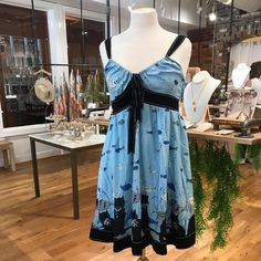 *Awesome Summer Dress! *Color: Fish Bowl *Style Front Bow Tie ..Adjustable Tie *Size 8 Measures Armpit To Armpit 20” * Length Is Approximately 39” *Zippered Side *Fully Lined, Cotton/Silk Blend *New With Tags From Local Beach Shop