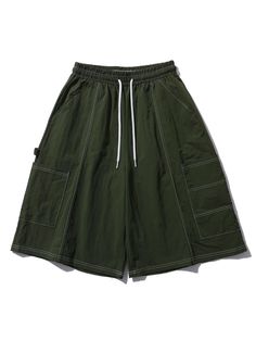 Composition : NYLON 100%Country of Origin : Republic of Korea Baggy Green Shorts With Pockets, Summer Khaki Shorts With Patch Pockets, Green Wide-leg Shorts With Pockets, Green Wide Leg Shorts With Pockets, Baggy Green Casual Shorts, Baggy Green Shorts For Summer, Green Relaxed Fit Wide Leg Shorts, Green Baggy Shorts For Summer, Green Bottoms With Patch Pockets For Summer