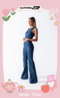 Sleeveless Cutout Jumpsuit Fitted Sleeveless Jumpsuits And Rompers For Spring, Trendy Sleeveless Summer Denim Jumpsuit, Trendy V-neck Denim Jumpsuit For Summer, Fitted High Rise Overalls For Summer, Casual Stretch Sleeveless Denim Jumpsuit, Chic Sleeveless Denim Jumpsuit, Fitted V-neck Denim Jumpsuit For Summer, Chic Sleeveless Stretch Denim Jumpsuit, Chic Fitted Sleeveless Overalls