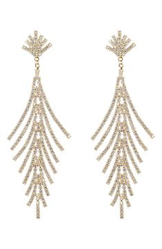 Sparkling CZ fringe drop earrings bring glamorous style to any outfit. 2" drop Post back Brass, cubic zirconia Imported Elegant Chandelier Earrings With Rhinestone Fringe For Evening, Elegant Rhinestone Fringe Chandelier Earrings For Evening, Elegant Crystal Earrings With Rhinestone Fringe, Elegant Rhinestone Fringe Earrings For Evening, Elegant Chandelier Earrings With Rhinestone Fringe, Gold Crystal Earrings With Rhinestone Fringe, Elegant Gold Earrings With Rhinestone Fringe, Gold Chandelier Earrings With Rhinestone Fringe For Evening, Gold Earrings With Rhinestone Fringe For Evening