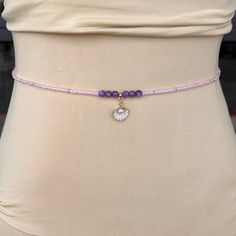 Light Pink & Purple Beads , Seashell Charm W/ Pearl , Stretchy , Size 33inches Elegant Purple Necklaces For Beach, Elegant Purple Necklace For The Beach, Elegant Purple Necklace For Beach, Adjustable Purple Beaded Necklace With Heart Beads, Purple Beads, Waist Beads, Sea Shells, Pink Purple, Light Pink