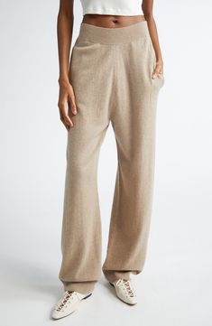 Ribbing at the waistband and cuffs frames these easygoing joggers knit from a luxurious blend of cashmere and wool. 28" inseam; 14" leg opening; 13" front rise; 16" back rise (size X-Small) Elastic waist Ribbed cuffs 75% cashmere, 25% wool Hand wash, dry flat Imported Designer Clothing Fall Cashmere Sweatpants For Loungewear, Relaxed Fit Cashmere Pants For Loungewear, Casual Cashmere Sweatpants For Fall, Casual Fall Cashmere Sweatpants, Casual Cashmere Bottoms With Ribbed Waistband, Relaxed Fit Cashmere Bottoms For Loungewear, Cozy Cashmere Lounge Bottoms, Cozy Cashmere Bottoms For Winter, Cozy Cashmere Bottoms For Fall