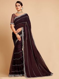 Nadiya Saree - Roop Darshan Designer Wear Embellished Art Silk Saree, Designer Embellished Art Silk Saree, Embellished Art Silk Saree For Designer Wear, Embellished Art Silk Saree For Reception, Chiffon Pre-draped Saree With Cutdana For Wedding, Unstitched Embellished Sharara In Georgette, Unstitched Embellished Georgette Sharara, Unstitched Embellished Art Silk Saree, Embellished Unstitched Art Silk Saree