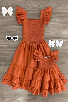 Mom & Me - Eyelet Ruffle Dress - Sparkle in Pink Mommy And Me Fall Outfits, Matching Mommy Daughter Outfits, Matching Kids Outfits, Mom Daughter Matching Dresses, Mommy Daughter Outfits, Dress Sparkle, Sewing Easy, Ruffle Dresses, Mother Daughter Fashion