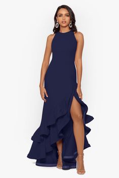 Fitted Maxi Dress With Ruffled Straps, Formal Fitted Maxi Dress With Ruffled Straps, Ruffled Tiered Skirt Dress For Gala, Fitted Maxi Dress With Ruffled Straps For Prom, Fitted Sleeveless Ruffle Dress For Prom, Fitted Sleeveless Ruffle Prom Dress, Gala Ruffled Tiered Skirt Dress, Fitted Tiered Maxi Dress For Prom, Gala Tiered Ruffle Dress