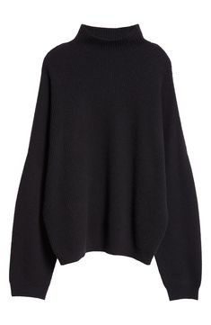 The label expands its collection of elevated knitwear essentials with this soft cashmere-blend sweater made even cozier with an expansive mock neck and slouchy dropped shoulders. 25" length (size Medium) Mock neck Long sleeves Dropped shoulders 94% cashmere, 5% polyamide, 1% elastane Dry clean Made in Italy Designer Clothing Black Cashmere Sweater, Fantasy Stuff, Cashmere Blend Sweater, Fabric Gift Bags, Black Sweater, Sweater Making, Nordstrom Store, Fabric Gifts, Free Fabric