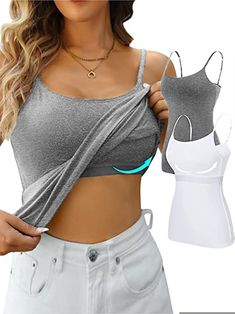 Shop Affordable  Women Camis Summer Tank Tops Casual Tank Tops Plain Tank Tops Loose Daily Spaghetti Tank Tops On Justfashionnow.com Concert Tank Top, Layered Cami, Cotton Camisole, Camisole Bra, Bra Tank, Womens Camisoles, White Cami, Spaghetti Strap Tank Top, Tank Top Bras