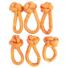 six pieces of rope tied together on a white background