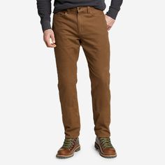 Men's Fleece-lined Flex Mountain Jeans | Eddie Bauer Outlet Lined Jeans, Mens Fleece, Trending Today, Gentleman Style, Eddie Bauer, Cold Weather, Gentleman, Color Options, Khaki Pants