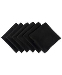 six black napkins on a white background