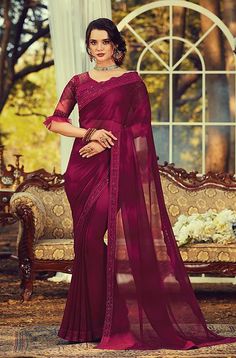 Party Wear Sarees Online, Resham Embroidery, Party Sarees, Party Wear Saree, Georgette Blouse, Trendy Sarees, Wear Saree, Fancy Sarees, Indian Ethnic Wear